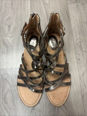 boc Metallic Pewter Strappy Gladiator Sandals